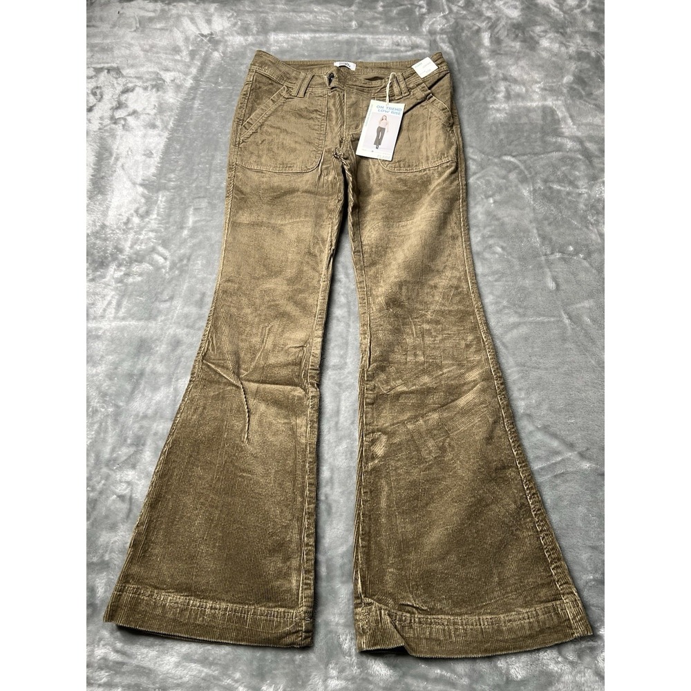 Simple Society‎ Pants Women Size 7/28 Low Rise Flare Corduroy Boho NWT Brown